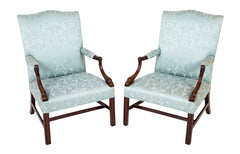 Pair of George III Period Mahogany Gainsboro Armchairs