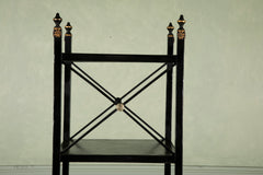 Regency Ebonized Five Tier Etagere with Faux Rosewood Shelves & Finials