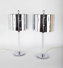 Custom Crystal & Chrome Lamps with Dramatic Chrome & Crystal Shades