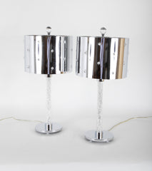 Custom Crystal & Chrome Lamps with Dramatic Chrome & Crystal Shades