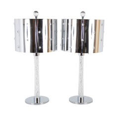 Custom Crystal & Chrome Lamps with Dramatic Chrome & Crystal Shades