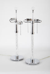 Custom Crystal & Chrome Lamps with Dramatic Chrome & Crystal Shades