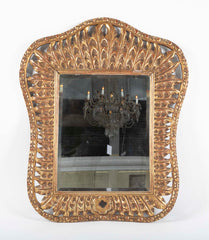 Signed Jansen Carved Gilt Feather Fantasy Mirror