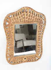 Signed Jansen Carved Gilt Feather Fantasy Mirror