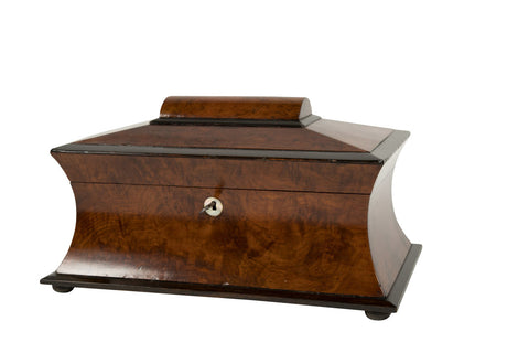 Regency Yew Wood and Ebonized Wood Tea Caddy