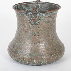 17th Century Persian Safavid Etched Copper Bucket