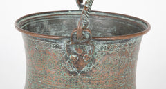 17th Century Persian Safavid Etched Copper Bucket