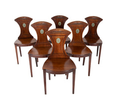 Set of Six Regency Style Mahogany Hall Chairs