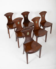 Set of Six Regency Style Mahogany Hall Chairs