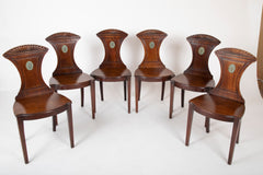 Set of Six Regency Style Mahogany Hall Chairs