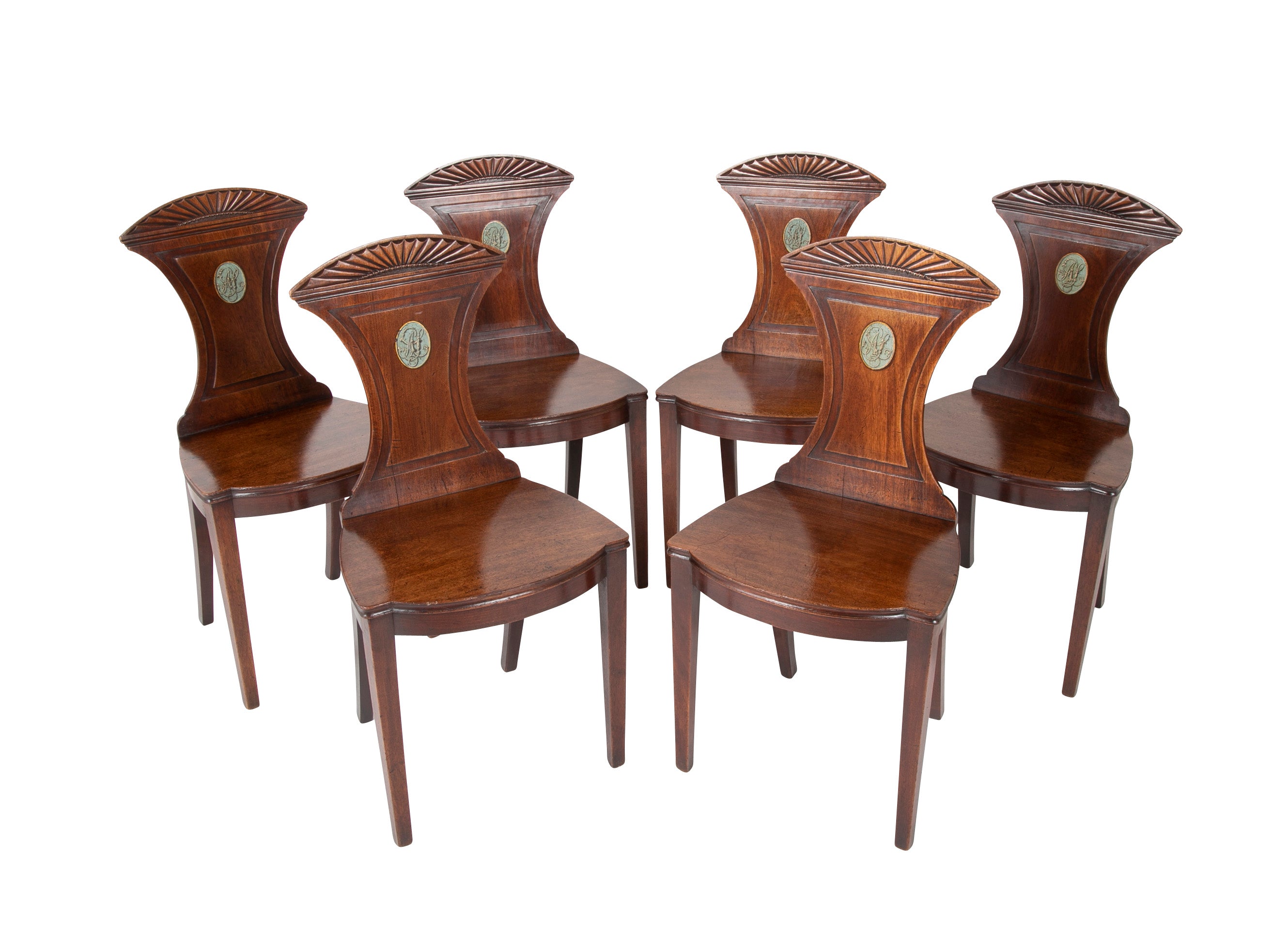 Set of Six Regency Style Mahogany Hall Chairs