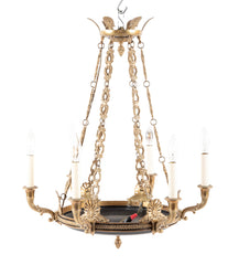 Empire Style Gilt and Patinated Bronze Chandelier