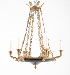 Empire Style Gilt and Patinated Bronze Chandelier