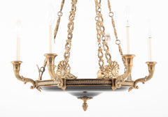 Empire Style Gilt and Patinated Bronze Chandelier