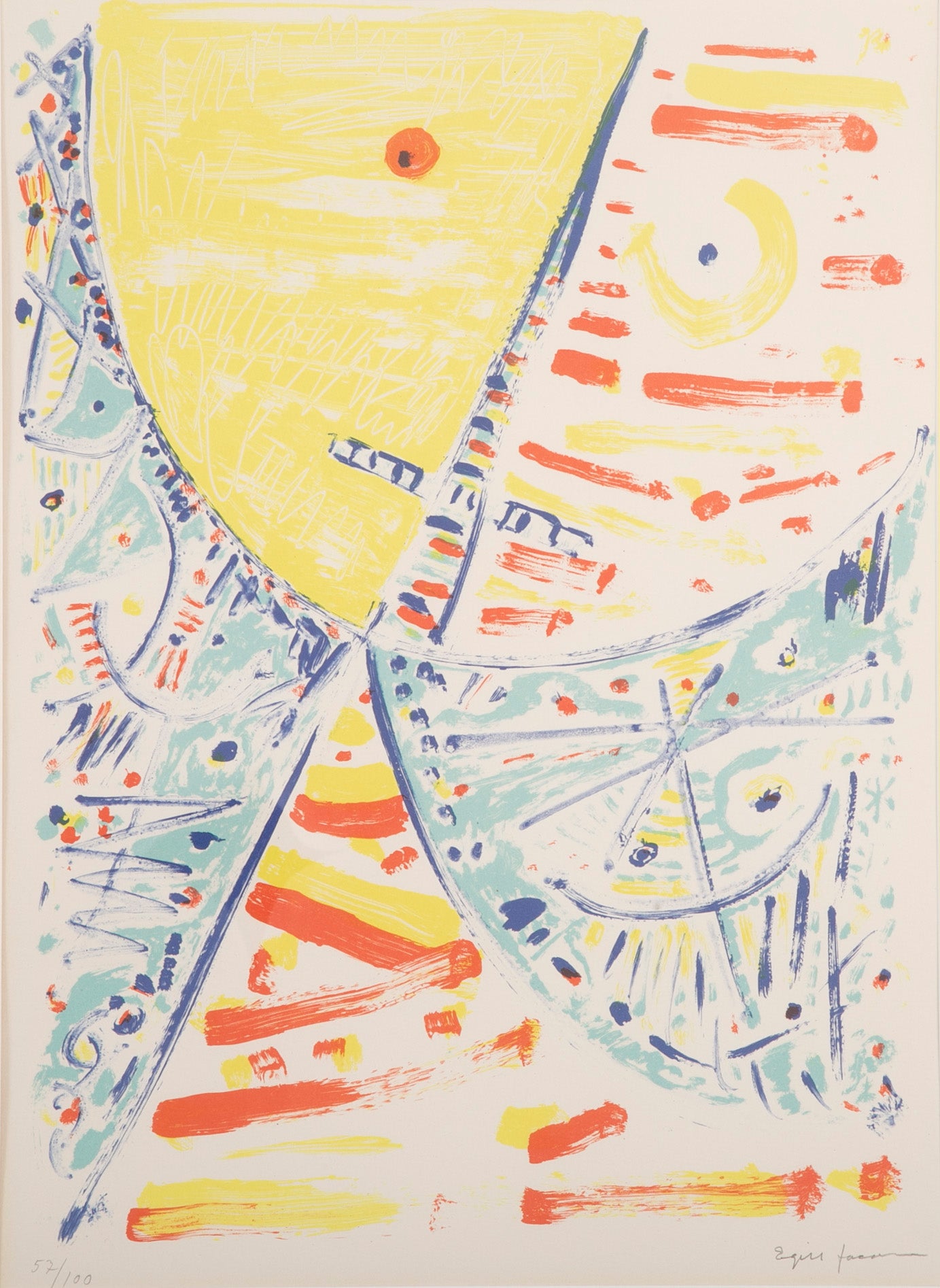 Lithograph in Colors Composition 57/100 by Egill Jacobsen Lithograph in Colors Composition 57/100 by Egill Jacobsen