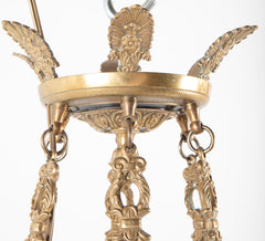 Empire Style Gilt and Patinated Bronze Chandelier