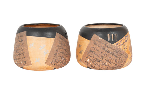 Pair of Ceramic Ovoid Shaped Japanese Hibachi's