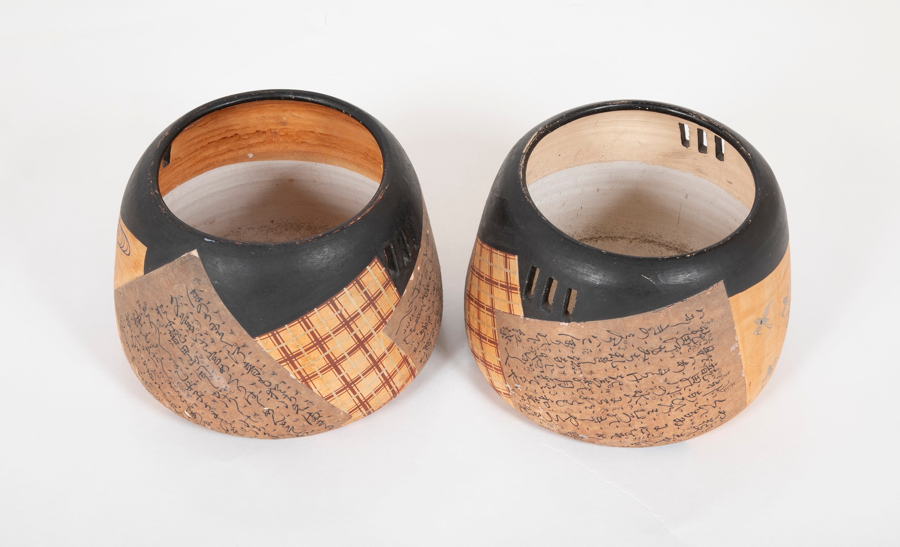 Pair of Ceramic Ovoid Shaped Japanese Hibachi's