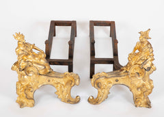 Marvelous Pair of Louis XV D'ore Bronze Chenets/Andirons