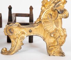 Marvelous Pair of Louis XV D'ore Bronze Chenets/Andirons