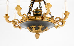J. E. Caldwell Eight Light Gilt and Patinated Bronze Chandelier