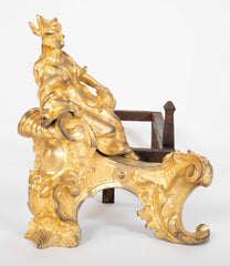 Marvelous Pair of Louis XV D'ore Bronze Chenets/Andirons