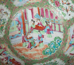 A Large Rose Medallion Punch Bowl with Rare Painted Panels