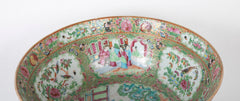 A Large Rose Medallion Punch Bowl with Rare Painted Panels