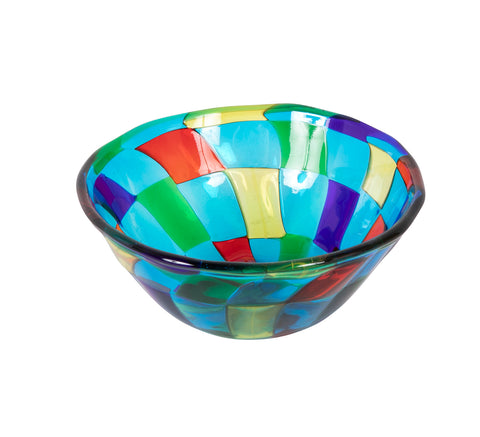 A Signed Mid-Century Pezzato Murano Multi Colored Glass Bowl