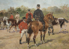 "The Meet" Oil on Canvas Signed John Lewis Brown, 1885