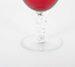 Festive Set of 12 Red Crystal with Clear Stem Goblets