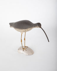 A Carved and Painted Wood Shore Bird with Nail Beak