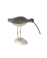 A Carved and Painted Wood Shore Bird with Nail Beak