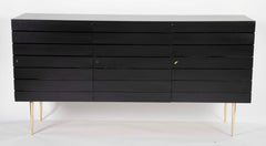 Two-Tone Black Italian Credenza on Brass Legs