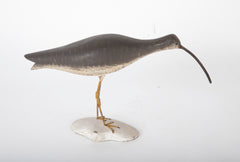 A Carved and Painted Wood Shore Bird with Nail Beak