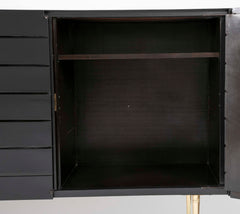 Two-Tone Black Italian Credenza on Brass Legs