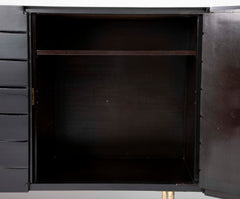 Two-Tone Black Italian Credenza on Brass Legs