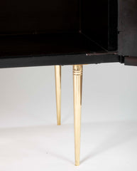 Two-Tone Black Italian Credenza on Brass Legs