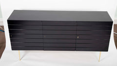 Two-Tone Black Italian Credenza on Brass Legs