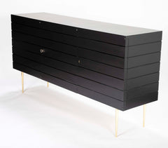 Two-Tone Black Italian Credenza on Brass Legs