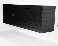 Two-Tone Black Italian Credenza on Brass Legs