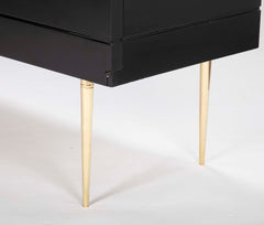 Two-Tone Black Italian Credenza on Brass Legs