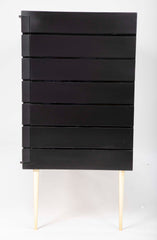 Two-Tone Black Italian Credenza on Brass Legs