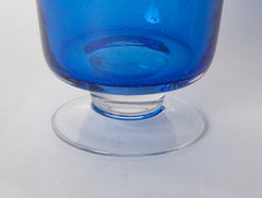 A Large Hand Blown Blue Glass Vase