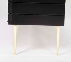 Two-Tone Black Italian Credenza on Brass Legs