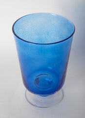 A Large Hand Blown Blue Glass Vase