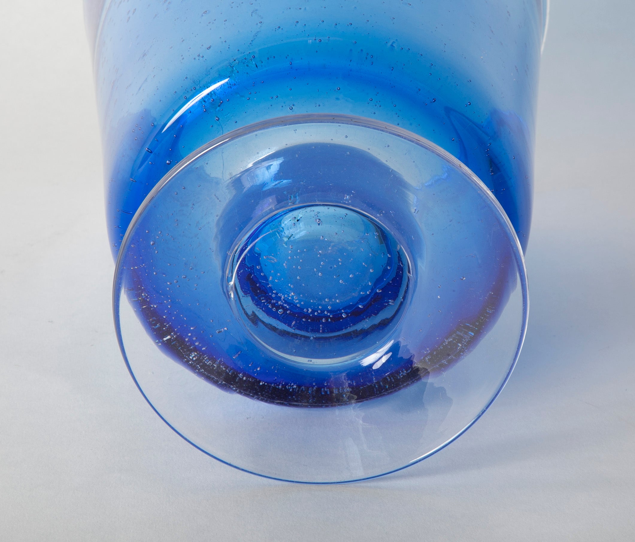 A Large Hand Blown Blue Glass Vase