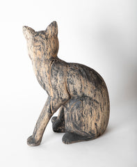 Beautifully Weathered Folk Art Carved Wooden Cat