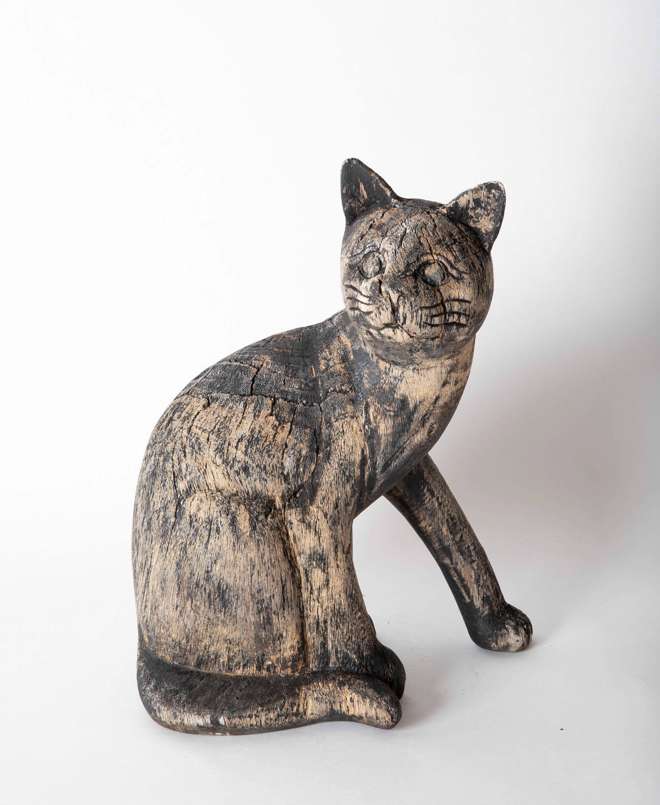 Antique sales wooden cat