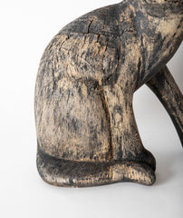 Beautifully Weathered Folk Art Carved Wooden Cat